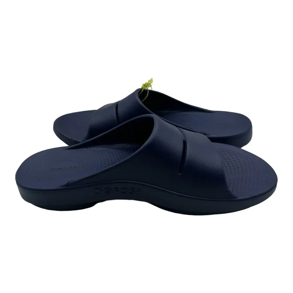 OOFOS OOahh Comfort Slide Sandals Men's Size 13 Navy Blue Slip On NWT‎ B Grade